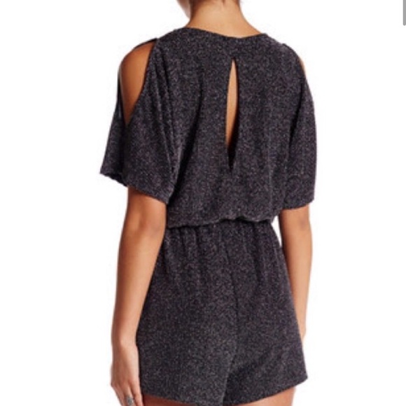 ASTR The Label Metallic Cold Shoulder Romper - Picture 2 of 6